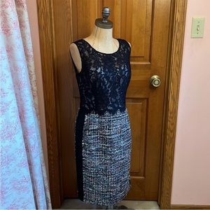 NWT Kay Unger Multicolored Tweet Eyelash Lace Dress